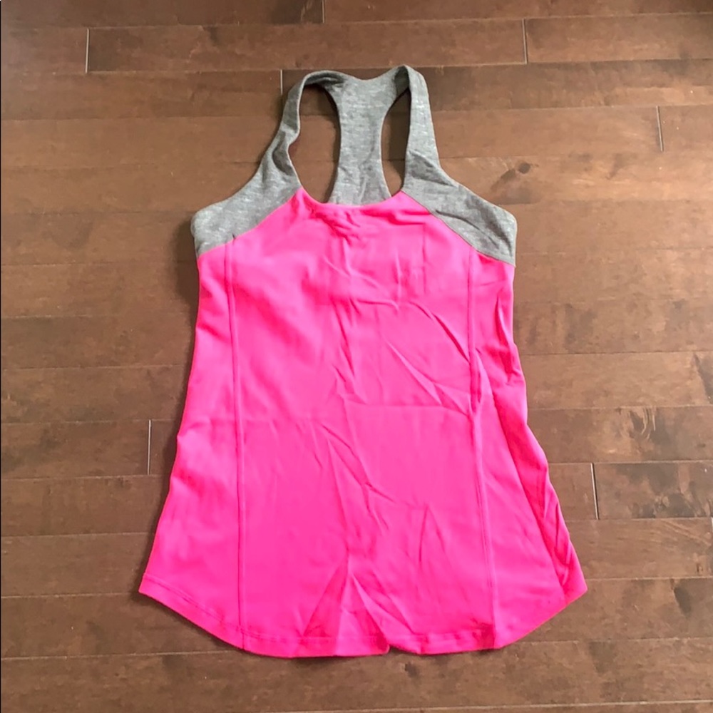 Lululemon racerback tank in pink with gray